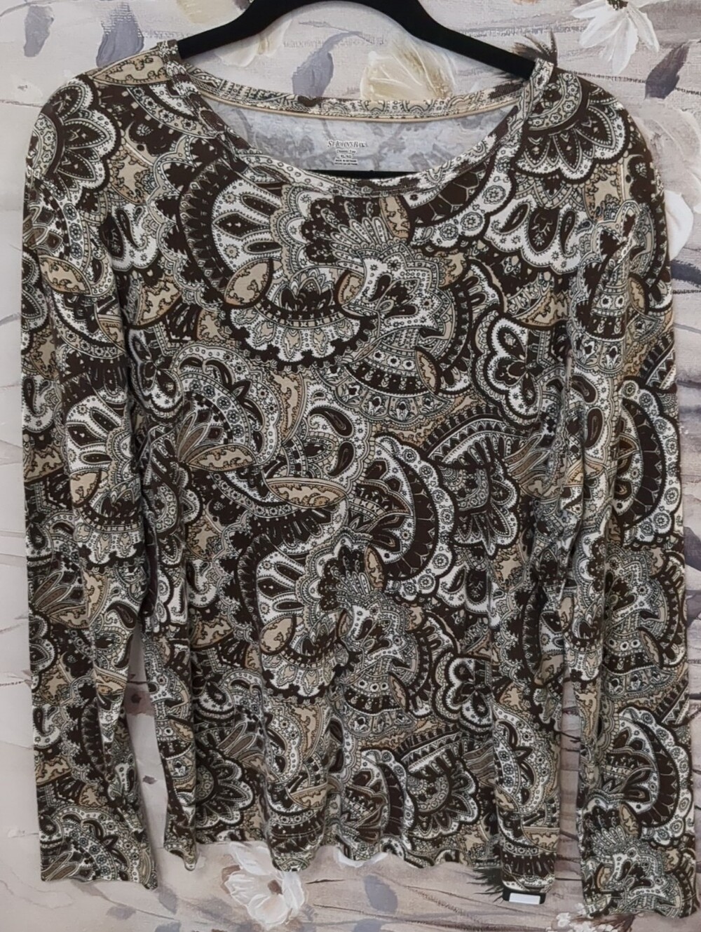 St. John's Bay Paisley Long-Sleeve Scoop Neck Top